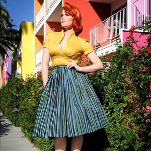Pinup Girl Jenny skirt in cool cabana print